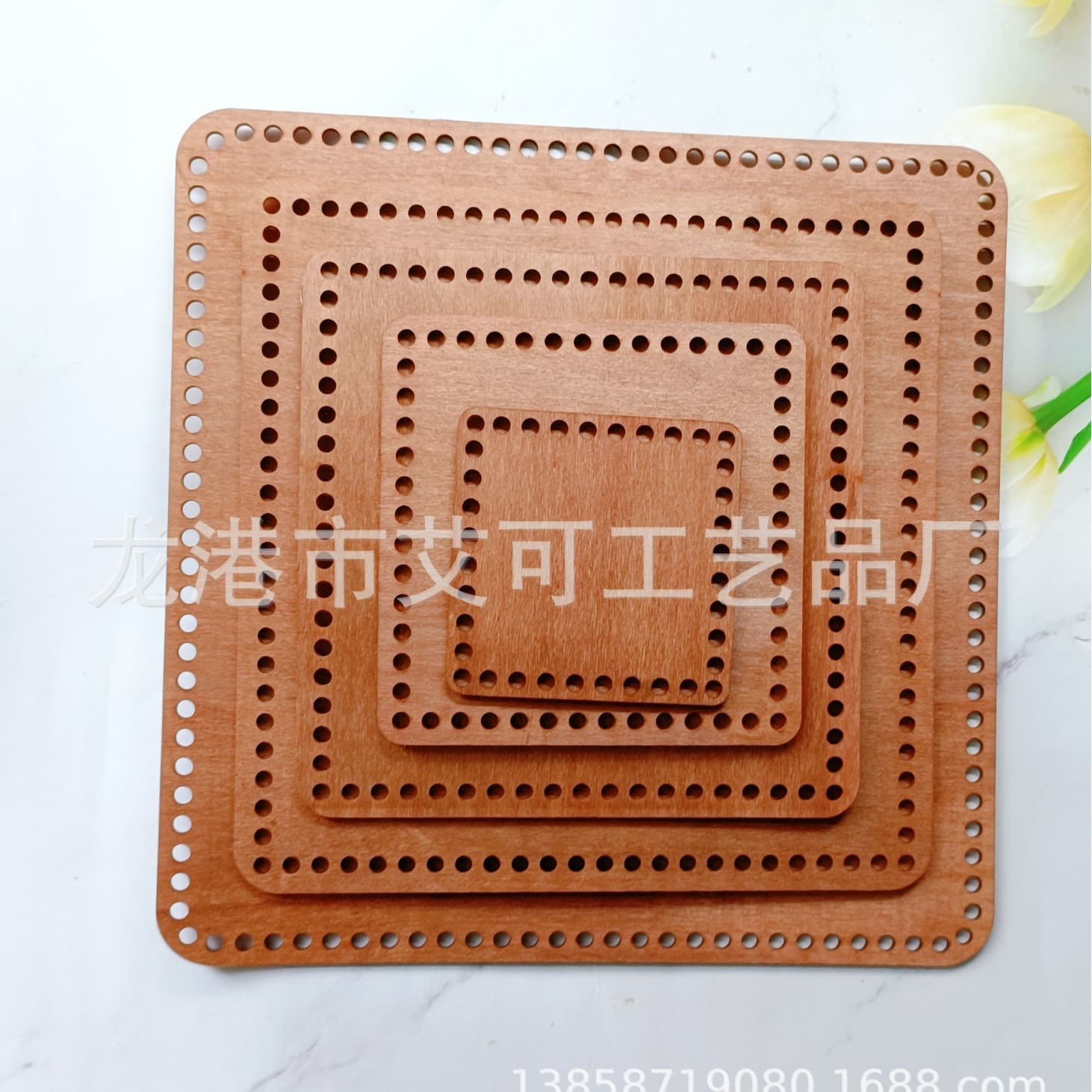 Cross-border coffee dark wooden bottom frame wooden ornaments woven wool bottom accessories handmade bed house cradle DIY bottom
