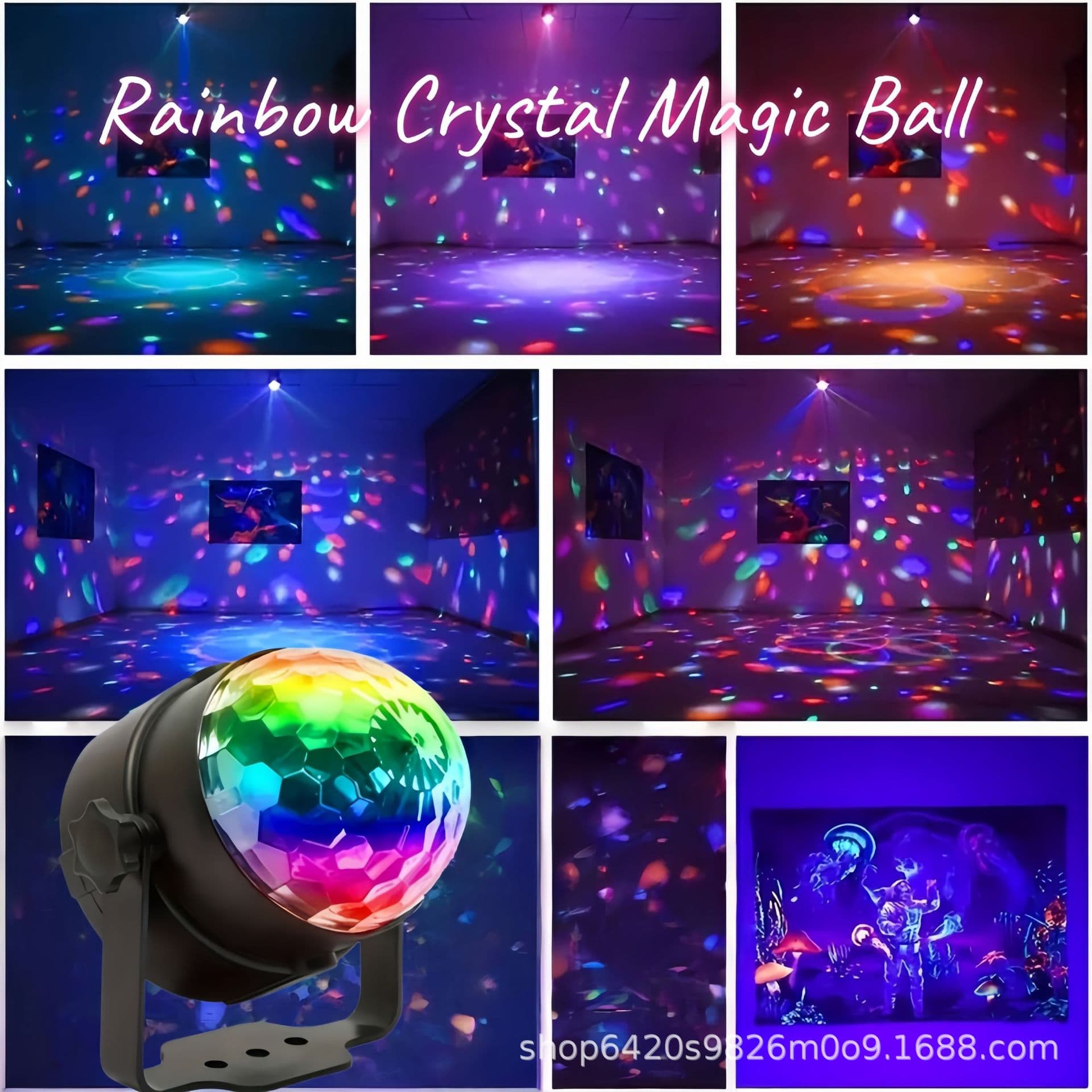 Cross-border Hot Selling 7-Color Mini Rotating LED Crystal Magic Ball Sound-Activated Light for Home Bar KTV Flash DJ Light