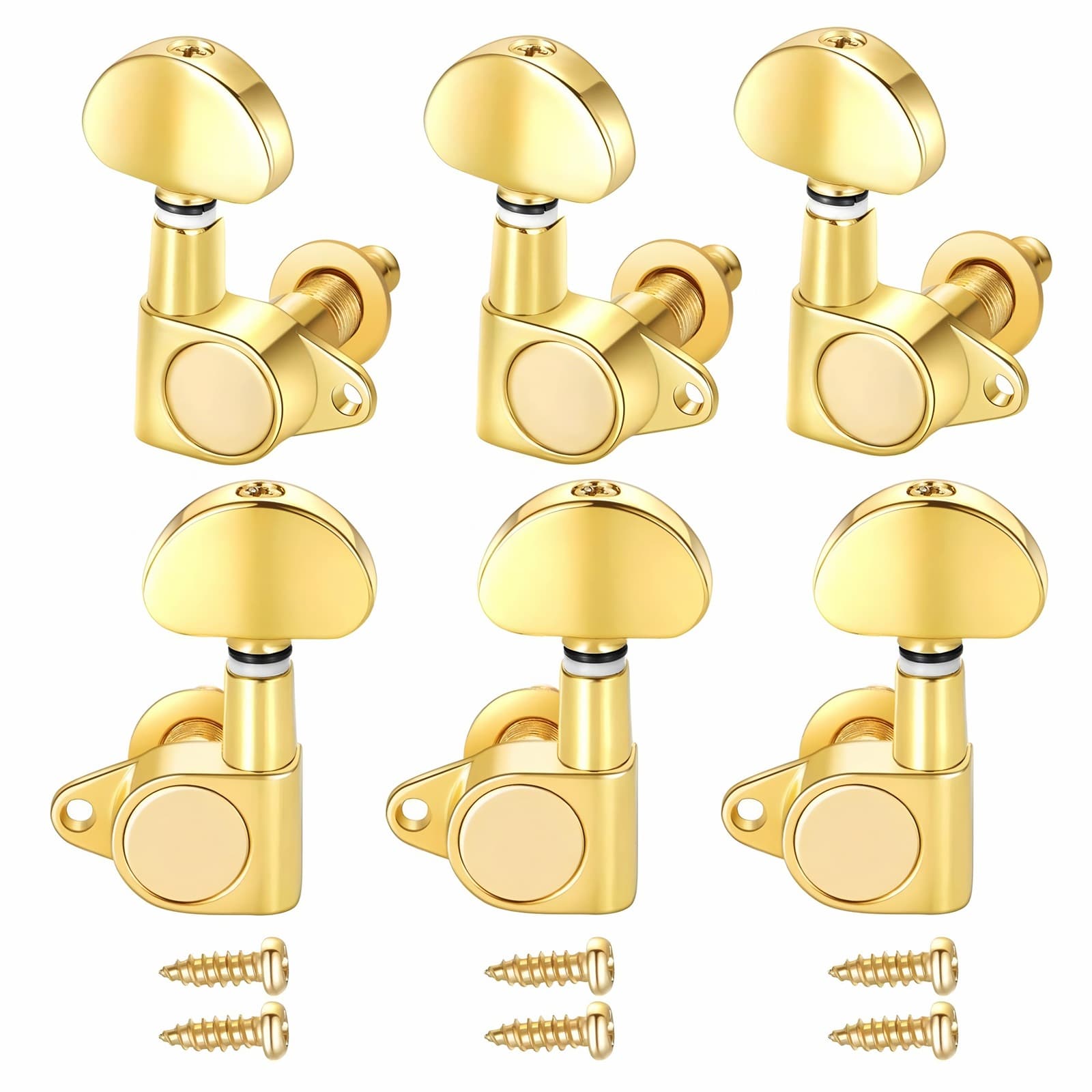6pcs Acoustic Guitar Tuning Pegs, Fully Enclosed Guitar Machine Heads, String Tuning Keys/String Winders, 3 Left + 3 Right (3L+3R)
