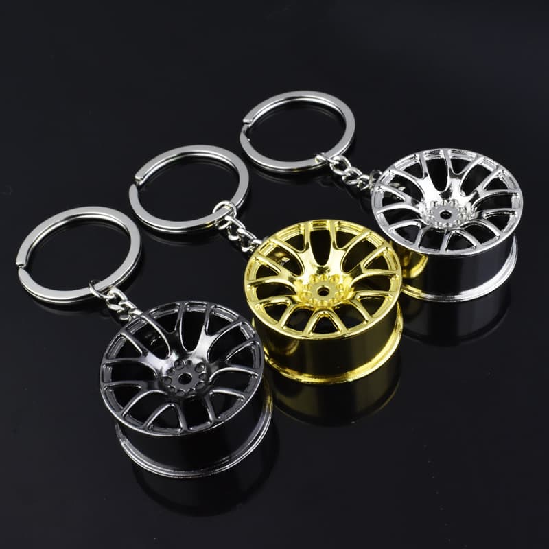 Car Modification Wheel Hub Metal Keychain Turbocharger Key Ring Chain Pendant Zinc Alloy Material Vehicle