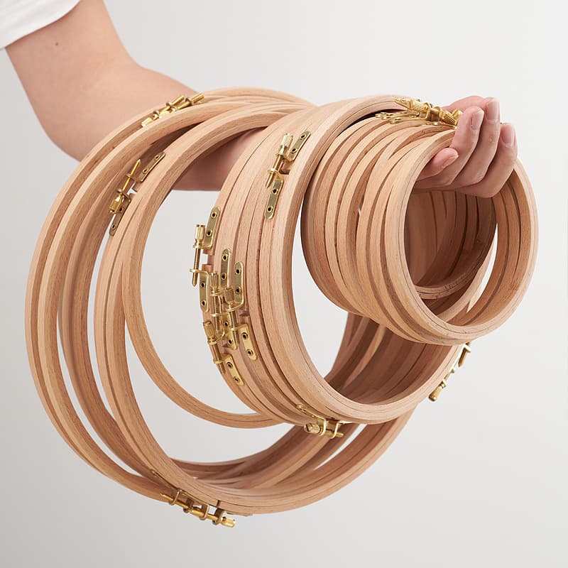 Factory wholesale beech wood embroidery hoop, DIY punch needle embroidery tool, non-slip export beech wood embroidery hoop craft