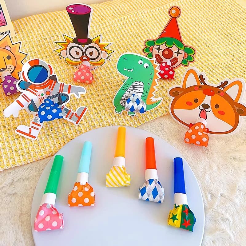 Baby and children's birthday party supplies cartoon style blowing dragon blowing roll to cheer up creative toys clown ice cream whistle