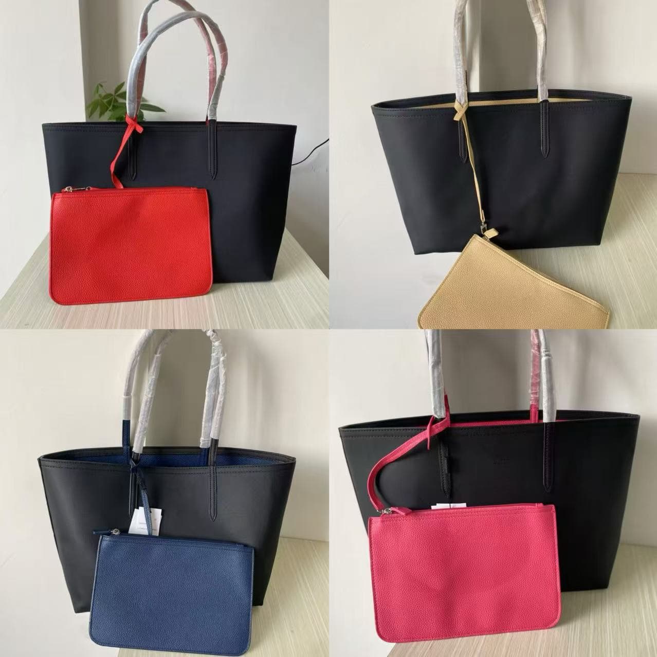 Double-Sided Universal Women's Handbag Shopper Bag Shoulder Bag Trendy Versatile Bucket Shape Large Size Daily Use PVC Material