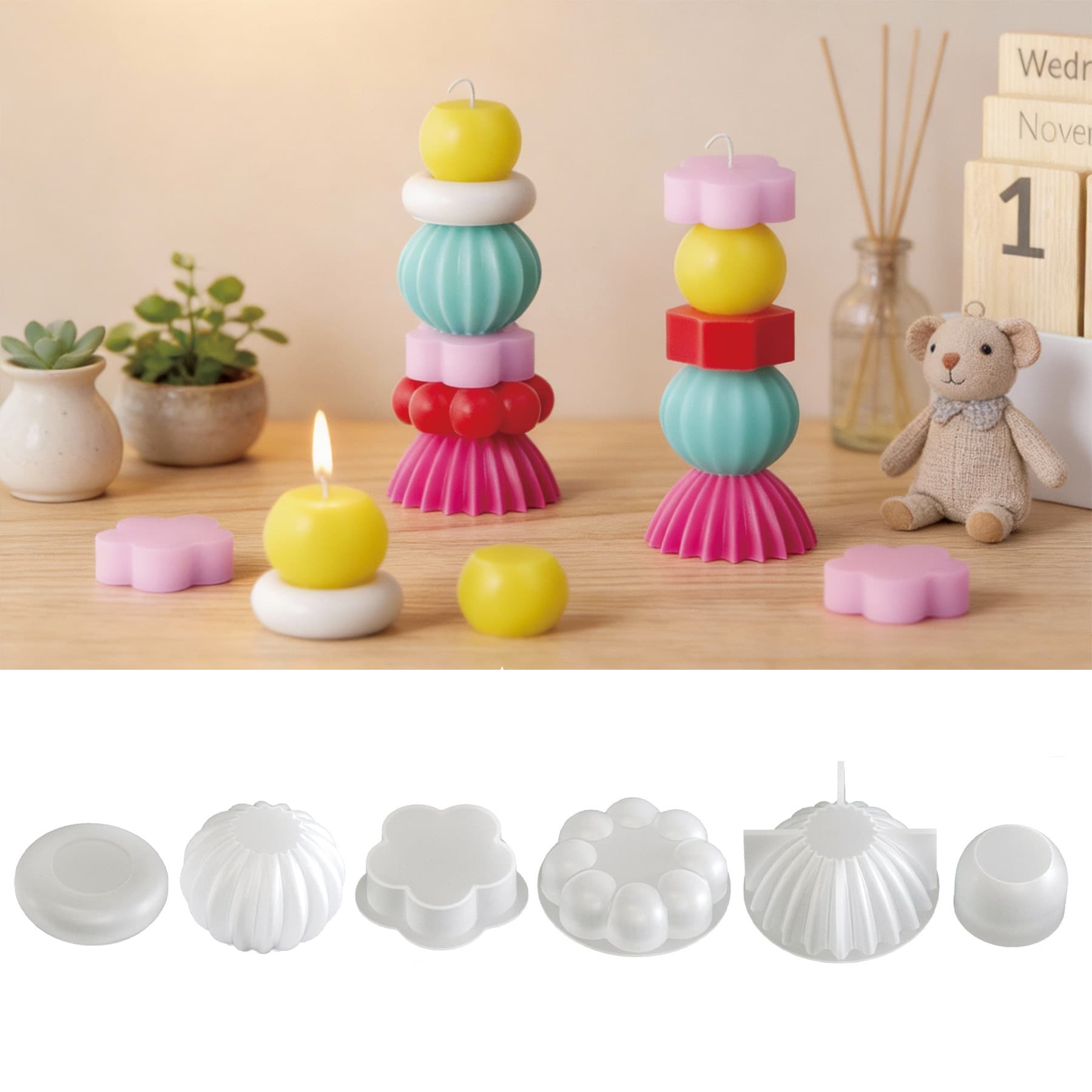 Silicone Factory Direct Candle Silicone Mold DIY Stacking Gift Decoration Scented Candle Mold