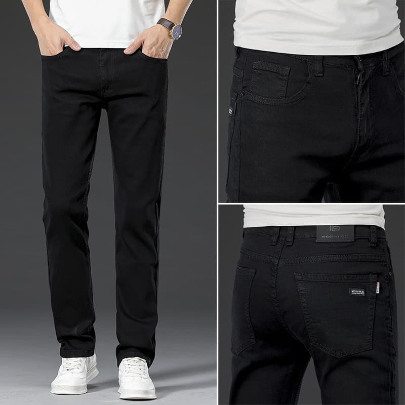 Slim Straight Jeans for Men 2025 Trendy Mid-High Waist Straight Leg Jeans Slim Fit Straight Versatile Fashion Brand