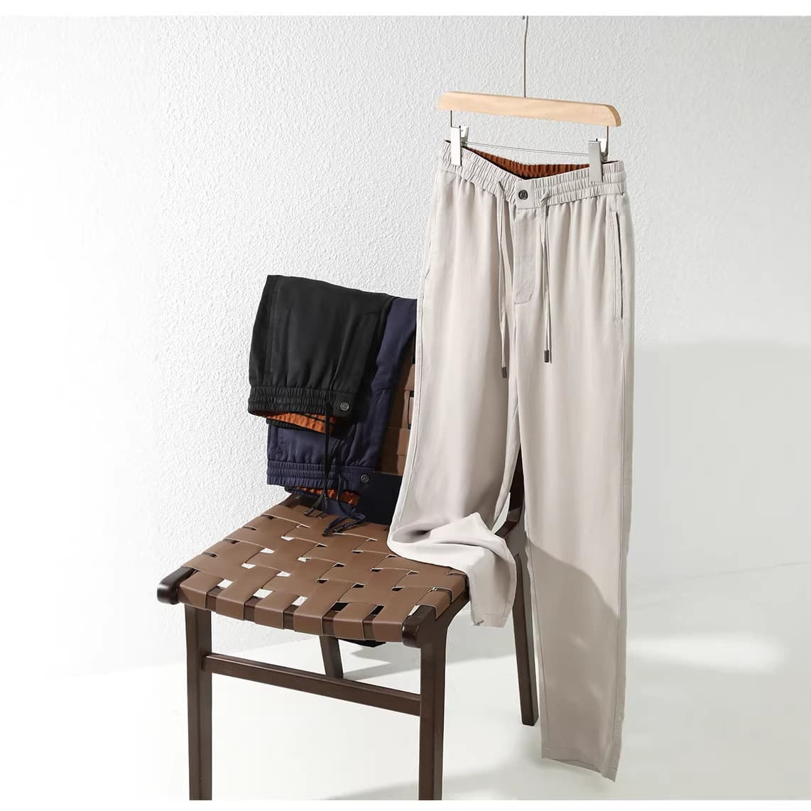Z family pants men's Italian luxury business trousers drape anti-wrinkle cool Tencel linen men's casual pants