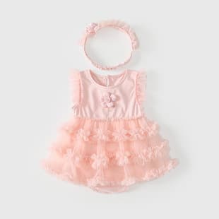 Baby Bodysuit Skirt Summer Thin Clothes 2026 New Style Small Month Old Girl Princess Dress Stylish 100 Days Grasping Week Suit