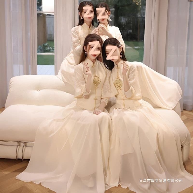 Xiuhe Chinese-style bridesmaid dresses, 2025 new style, simple and elegant, for women's wedding bridesmaids, Chinese style, spring and autumn.