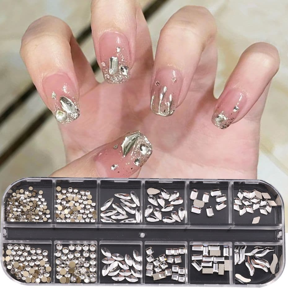 Wholesale Viral Nail Art Rhinestones - Flash Flat Irregular Diamond Stacking Nail Decoration Accessories