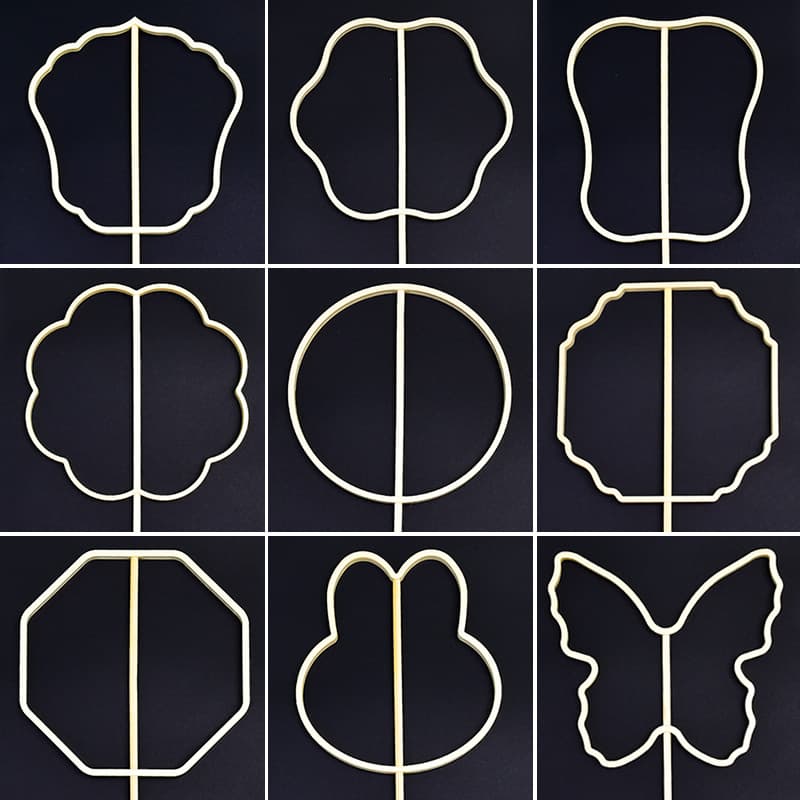 DIY Handmade Round Fan Frame Bamboo Imitation Bride Wedding Fan Material Ancient Style New Chinese Plastic Fan Stand Special-Shaped Fan Silk Fan