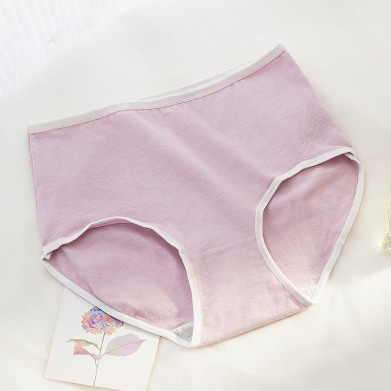 【Pure Cotton】Women's Full Cotton High-Waist Panties, Macaron Color Series, Simple Mid-to-High Waist Girl Triangle Underwear