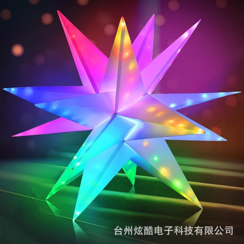 LED Smart RGB Color-Changing String Lights Explosion Star 2025 New 24-Key Holiday Lights Christmas Snowflake Five-Pointed Star String Lights