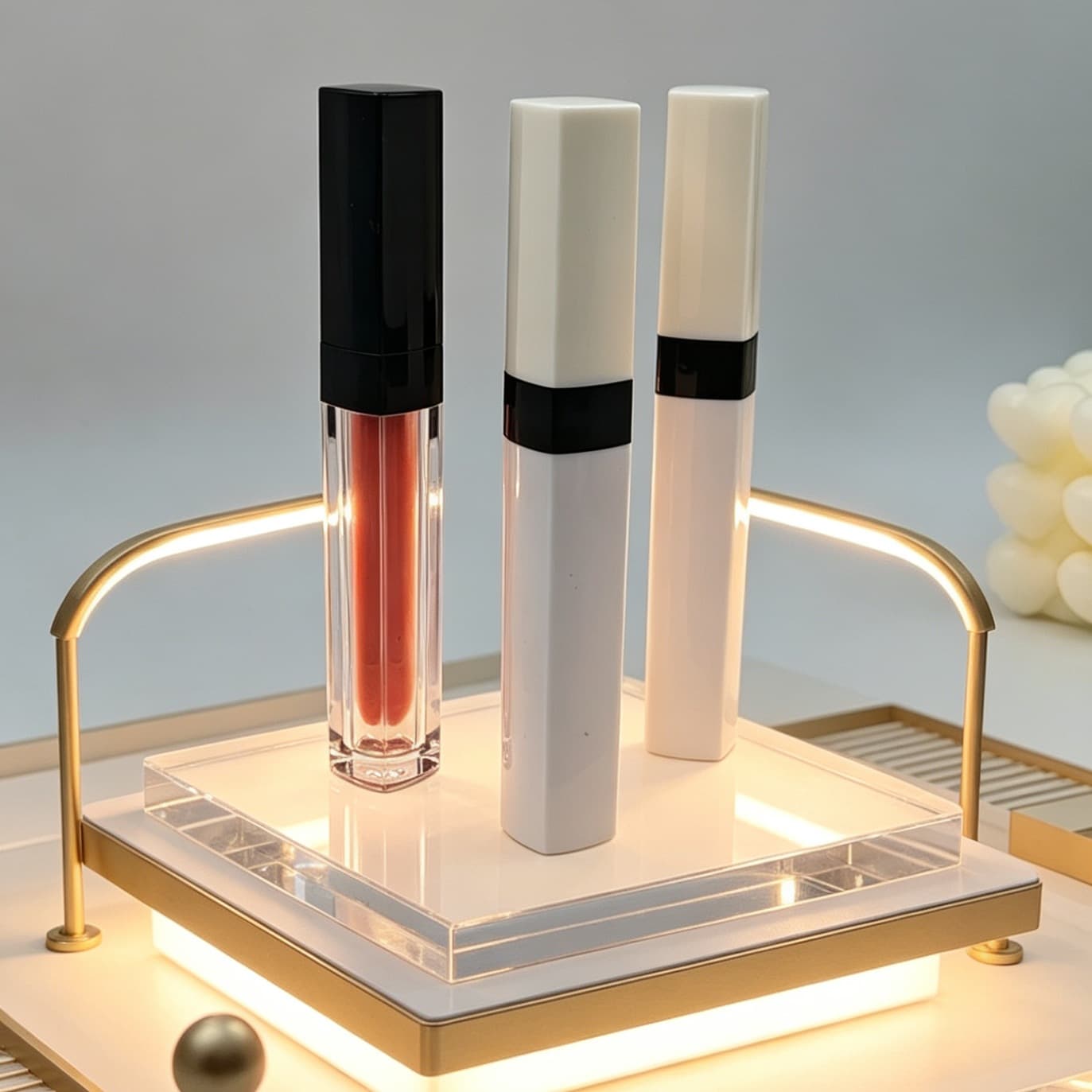 Factory Stock Square Lip Gloss Tube with Middle Ring, 7.1ML High-End Lip Mud Lip Oil Empty Bottle with Middle Ring