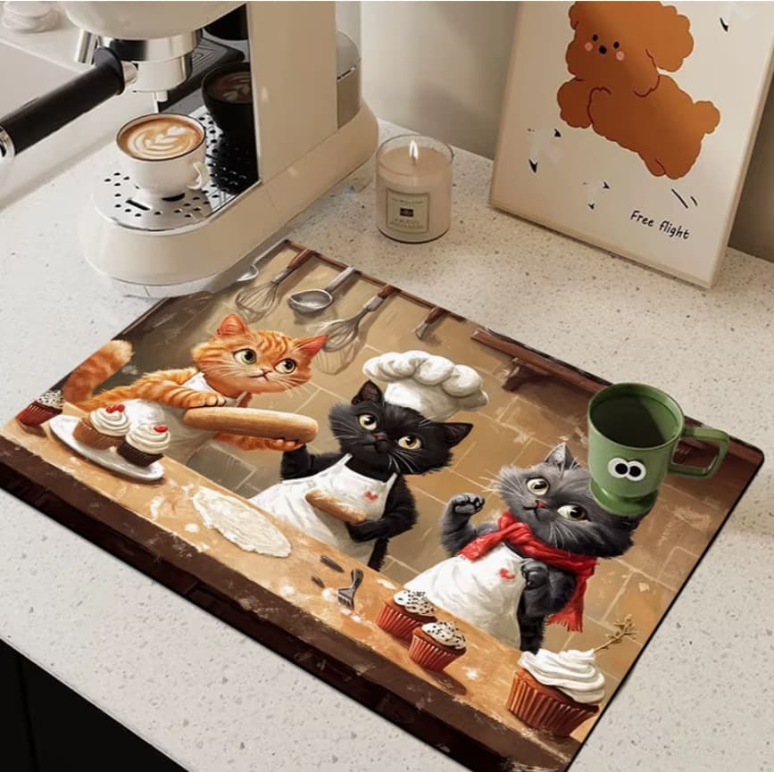 TEMU Non-Slip Quick-Dry Absorbent Diatomaceous Earth Mat, Durable & Stain-Resistant Kitchen Counter Mat, Easy to Clean