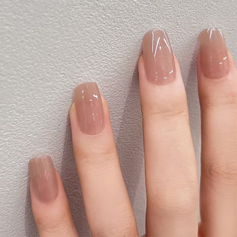 Cross-border wearable nails nude pearlescent fine glitter manicure wholesale press on nails press-on false nail patches