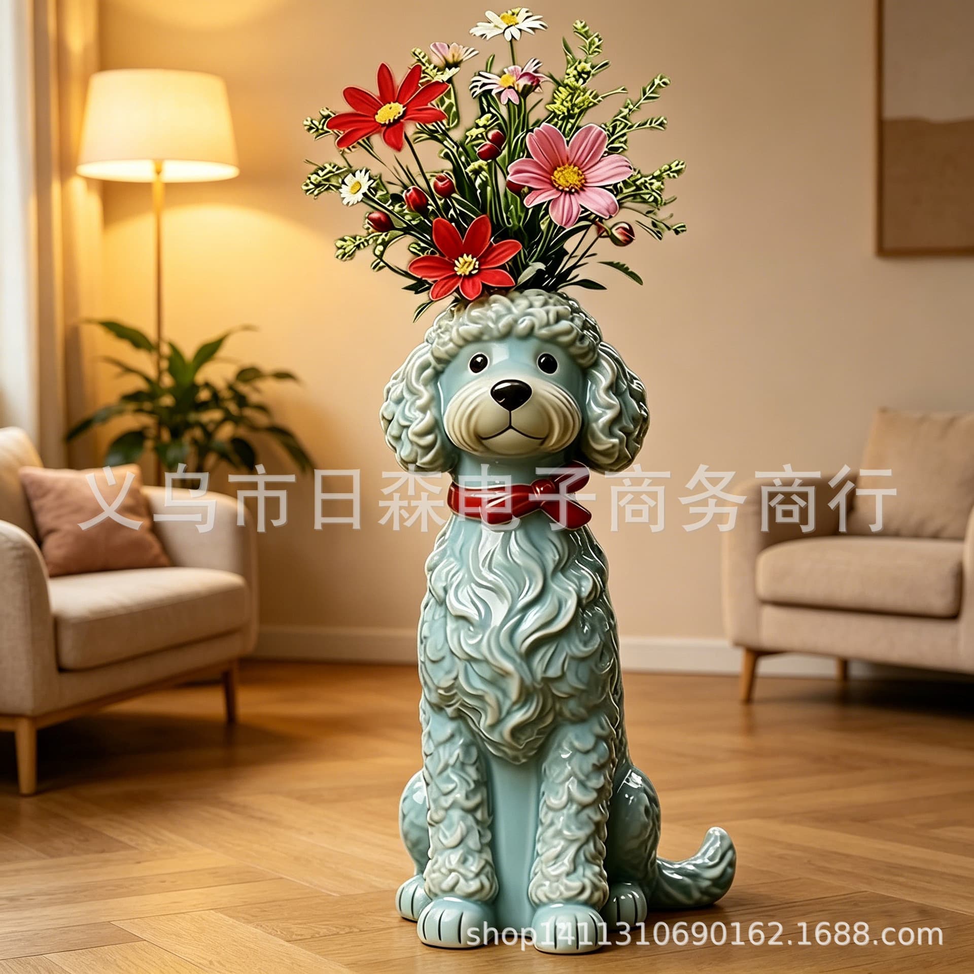 Cross-border new Quirky Dog Vase cute pet flower arrangement peculiar dog resin vase home decoration ornaments