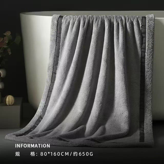 Customized hotel cross-border solid color large weight water-absorbent quick-drying double-sided velvet towel bath towel does not shed lint thickened and enlarged