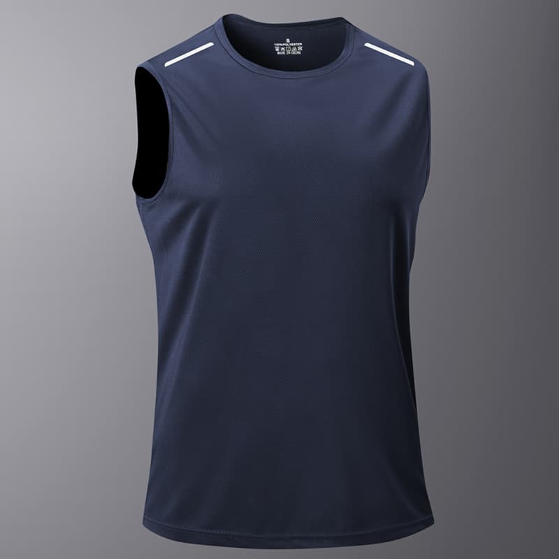Cross-border European Size T-Shirt Fitness Clothing Men's Big Size Quick-Dry Vest Sleeveless Sports Vest Quick-Dry Mesh Breathable T-Shirt