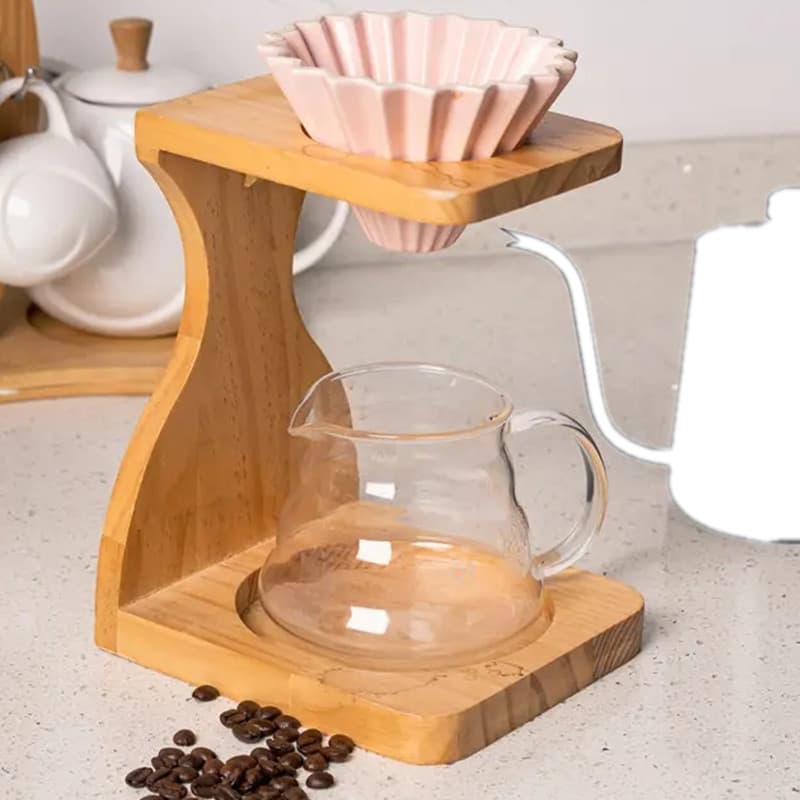 Simple coffee filter cup holder household milk tea shop utensils wooden single hole drip coffee hand brewing holder