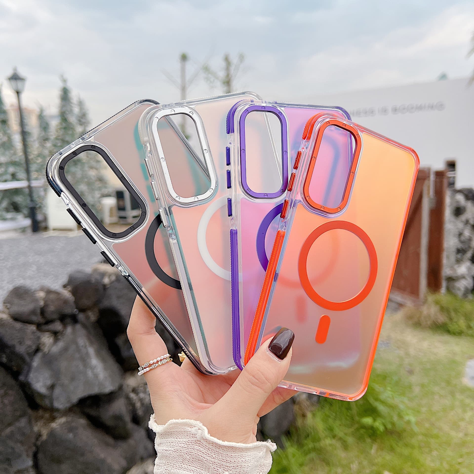 Two-color Xuncai is suitable for Samsung A57 mobile phone case, colorful hardware lens, magnetic suction, A36 A16A06A55, super anti-fall