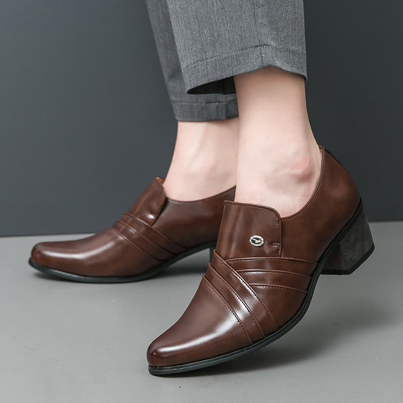 Men's Large Size Business Formal High Heel Leather Shoes for Men 2025 Spring Autumn New Wedding Banquet Formal