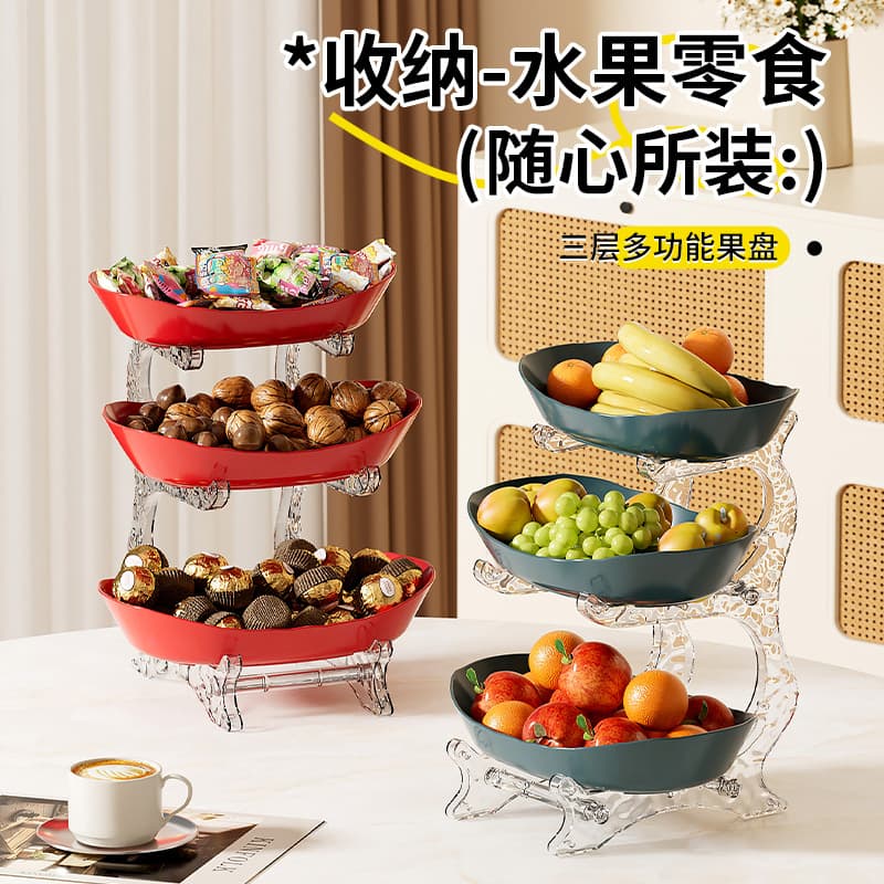 Cross-border Multi-layer Fruit Tray Stand, Light Luxury Food-grade Plastic Fruit Tray, High Appearance Fruit Plate, Snack and Dried Fruit Storage Rack