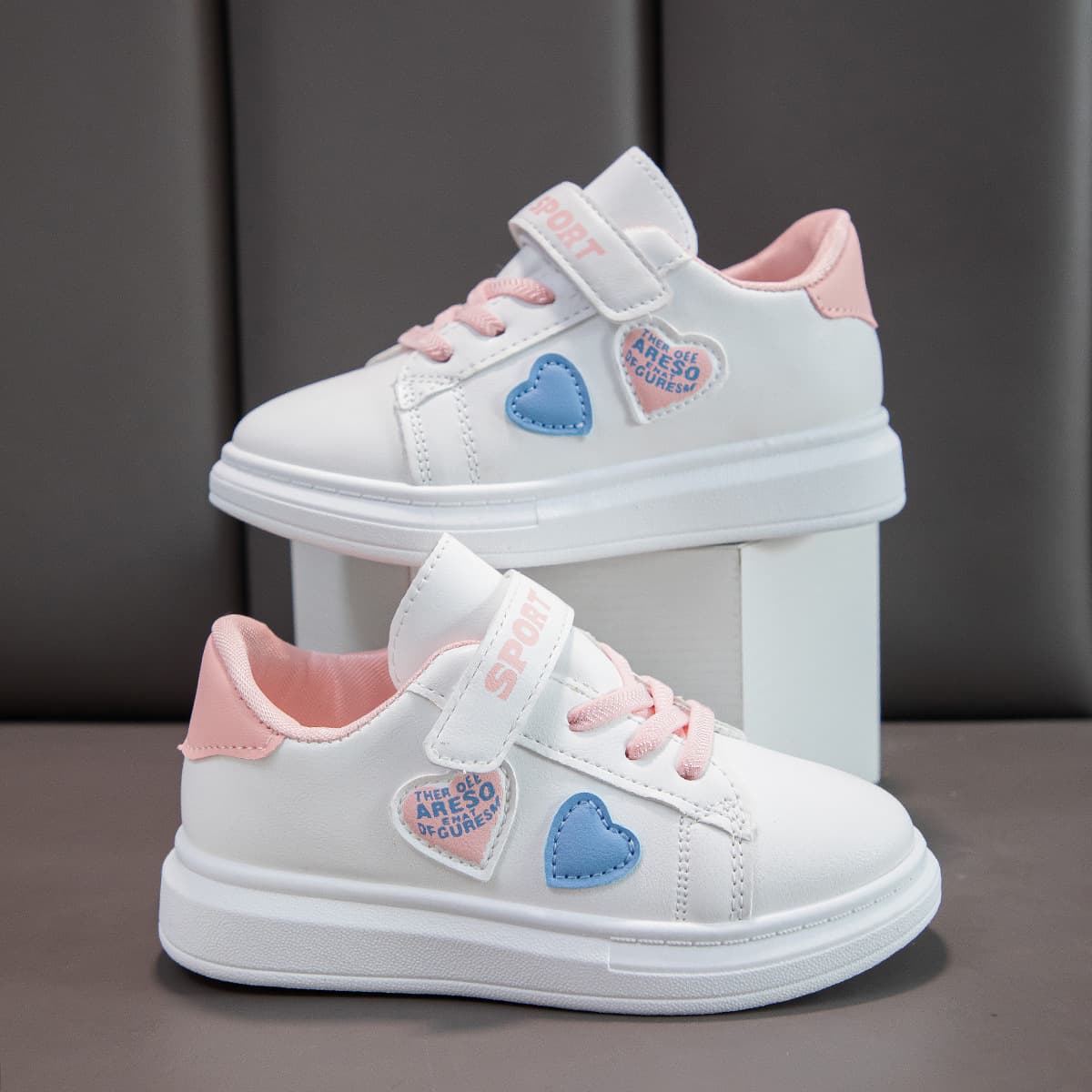 Girls' Shoes 2025 Spring/Autumn New Fashion Flat Sports Shoes Leather Anti-Slip Skate Shoes for Elementary School Girls