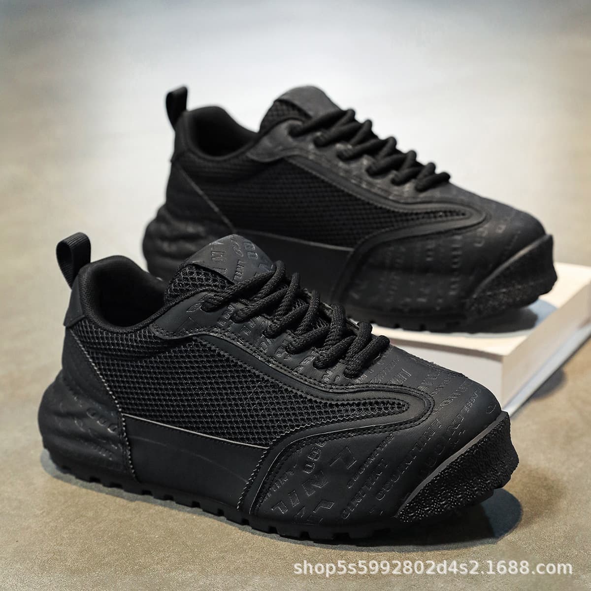 High-End Men's Casual Sneakers 2025 Summer Breathable Mesh Dad Shoes Thick Sole White Comfortable Leisure