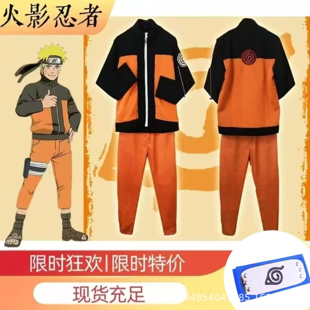Naruto Uzumaki Cosplay Costume Full Set First Generation Naruto Anime Outfit Halloween Cosplay