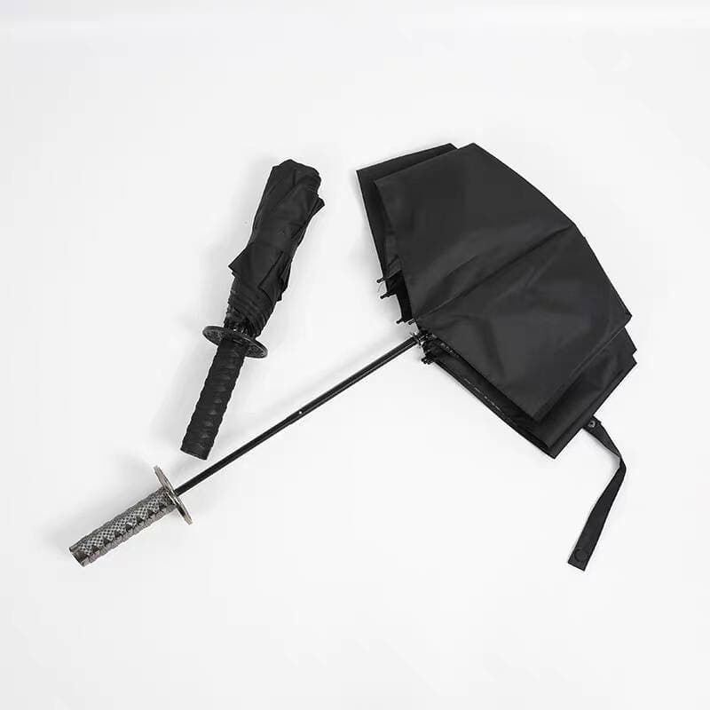 New creative 8-rib manual samurai sword umbrella, anime-inspired men's personality blade handle umbrella, dual-use for advertising.