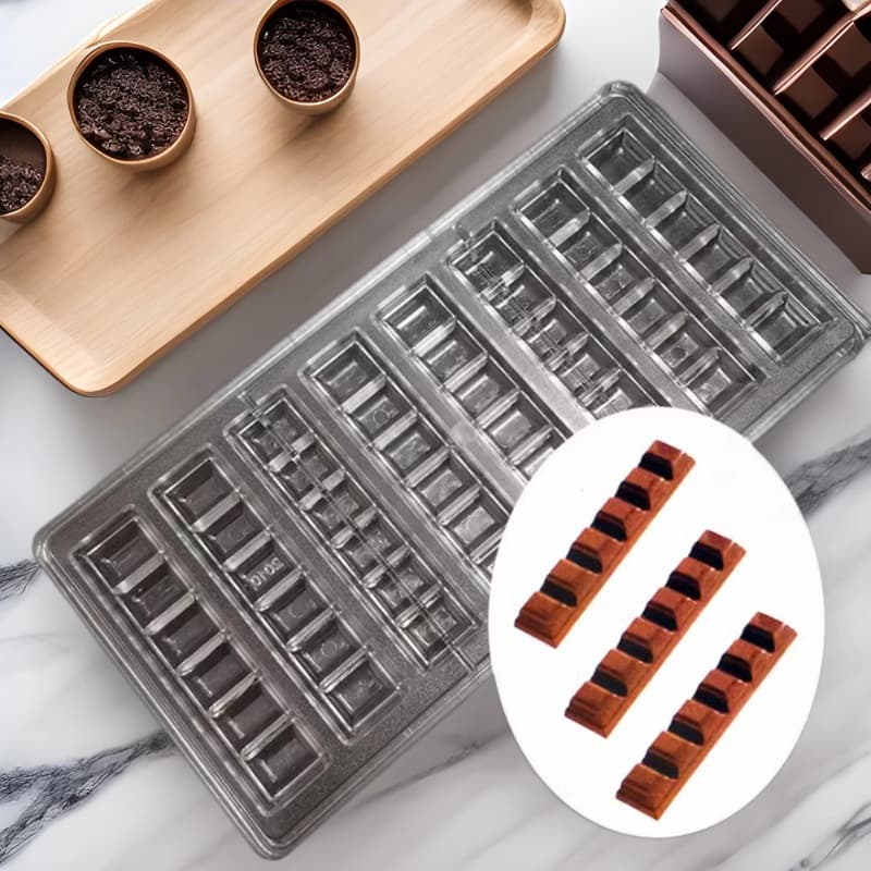 PC2010 Dubai Filled Chocolate Bar Strip Chocolate Slice PC Square Chocolate Mold Baking Dubai