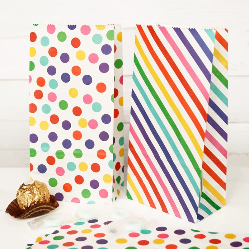 Rainbow Paper Bag 7 Color Twill Rainbow Gift Bag Color Dot Packaging Bag Gift Bag Spot Wholesale