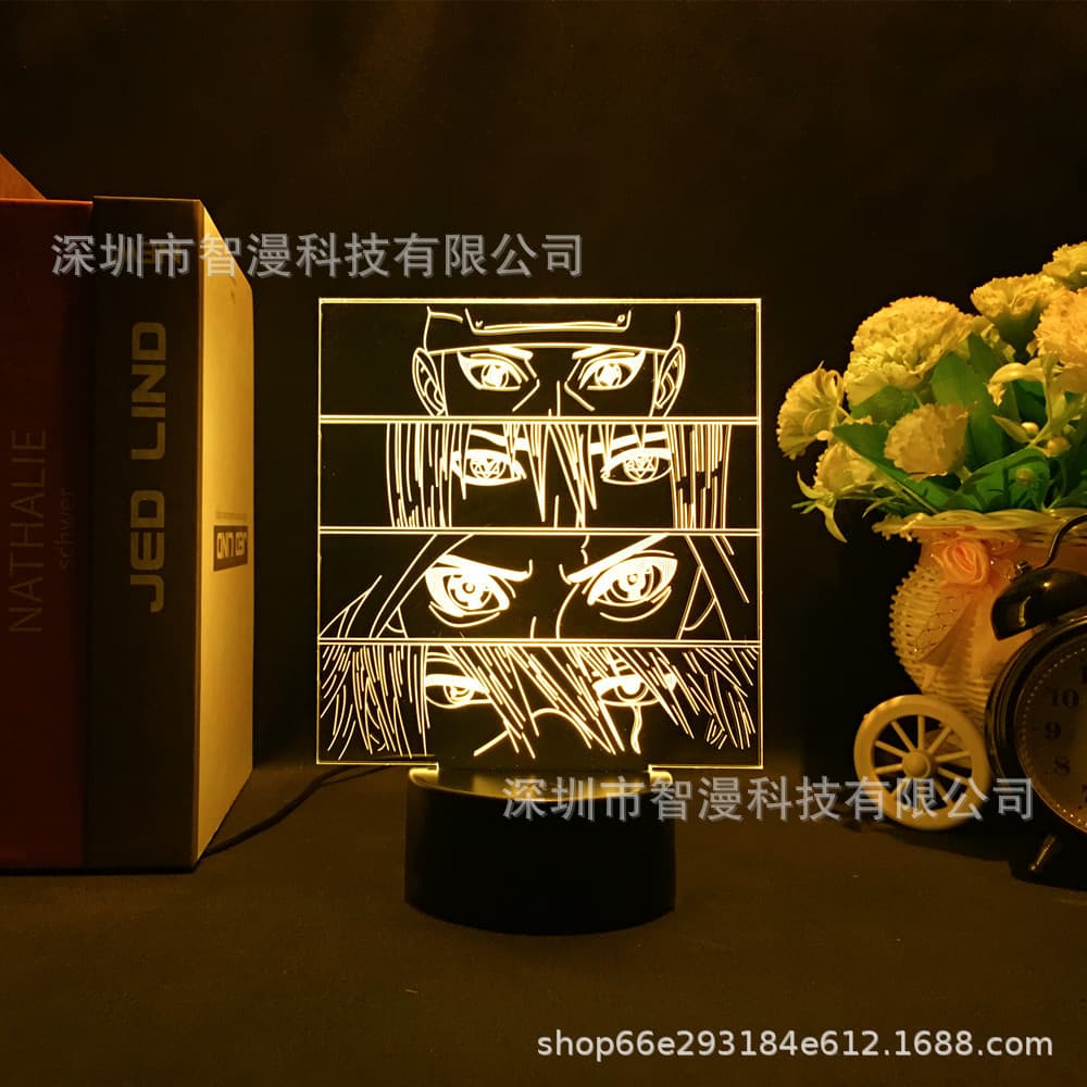 Naruto Figure Uchiha Sharingan 3D Night Lamp Bedside Lamp Desktop Ornament Lamp Creative Birthday Gift