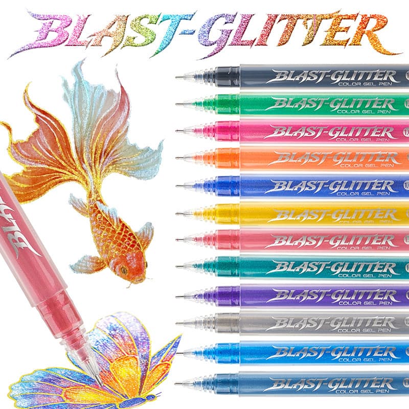 Large capacity 1.0 flash painting gel pen student black and white cardboard color changing DIY handbook quick drying 24 color gel pen