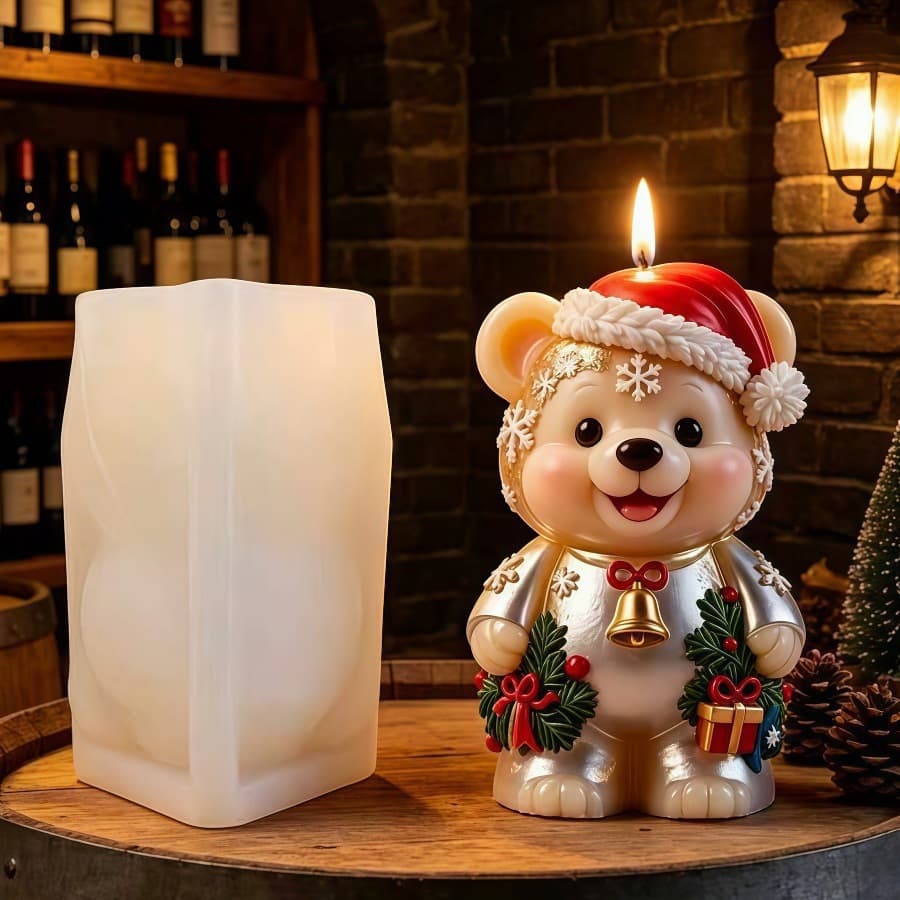 BD Christmas Bear Resin Silicone Mold Christmas Bear Concrete Cement Silicone Mold