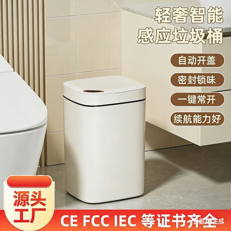Smart Trash Can Premium Light Luxury High-End Home Induction Trash Can with Lid for Bathroom Toilet Large Capacity