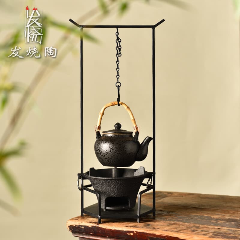 Enthusiast pottery full set of cast iron cooling art hook charcoal stove water boiling lifting beam kettle for home and courtyard heating