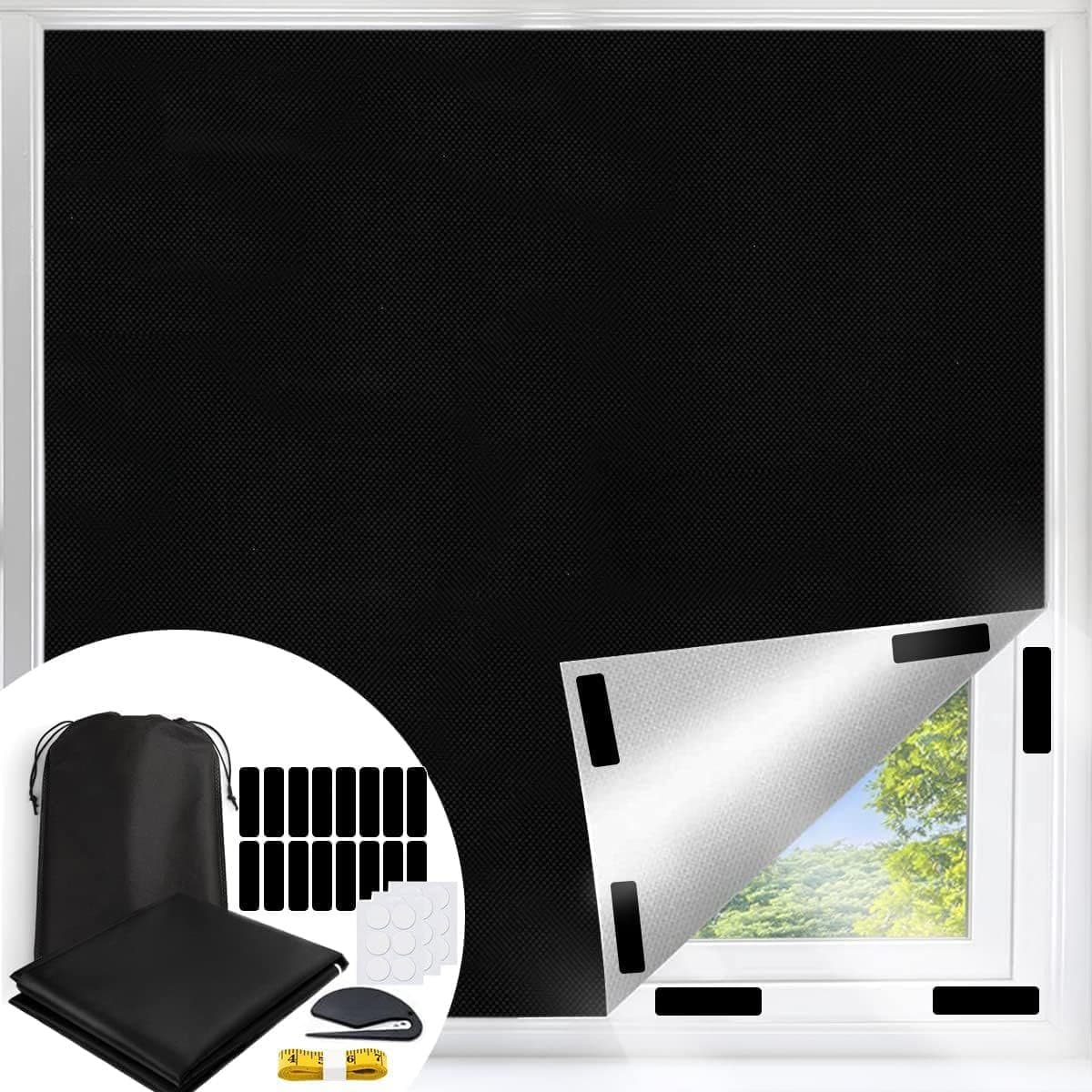 Amazon 420D Oxford full blackout curtains, portable sun-blocking, DIY trimming available, ready stock.