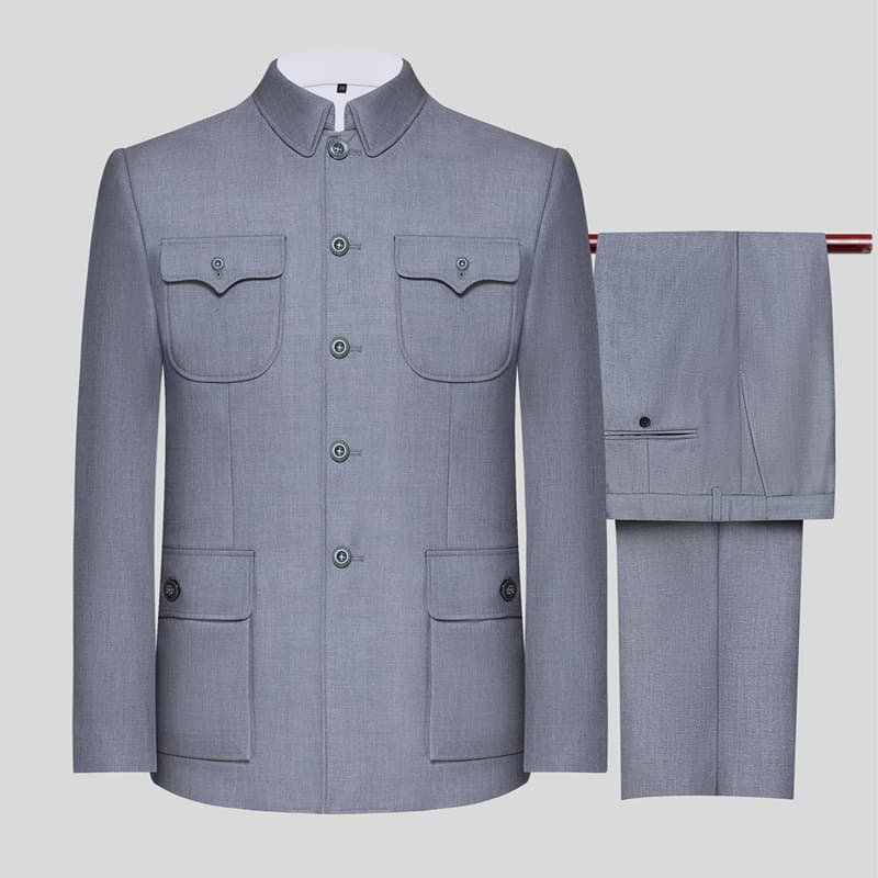 Republic of China Clothing Men Old Style Middle-Aged and Elderly Grandpa Outfit 70s 80s High-End Zhongshan Suit Zhongshan Suit Set Spring and Autumn Style