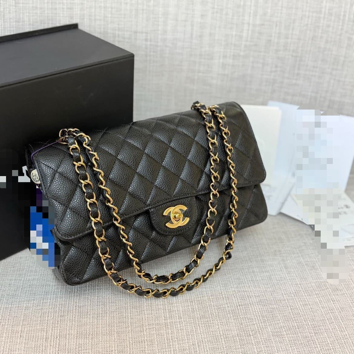 Cross-border genuine leather women's bag, small fragrance CF underarm single shoulder small gold ball crossbody bag, diamond quilted chain tb bag