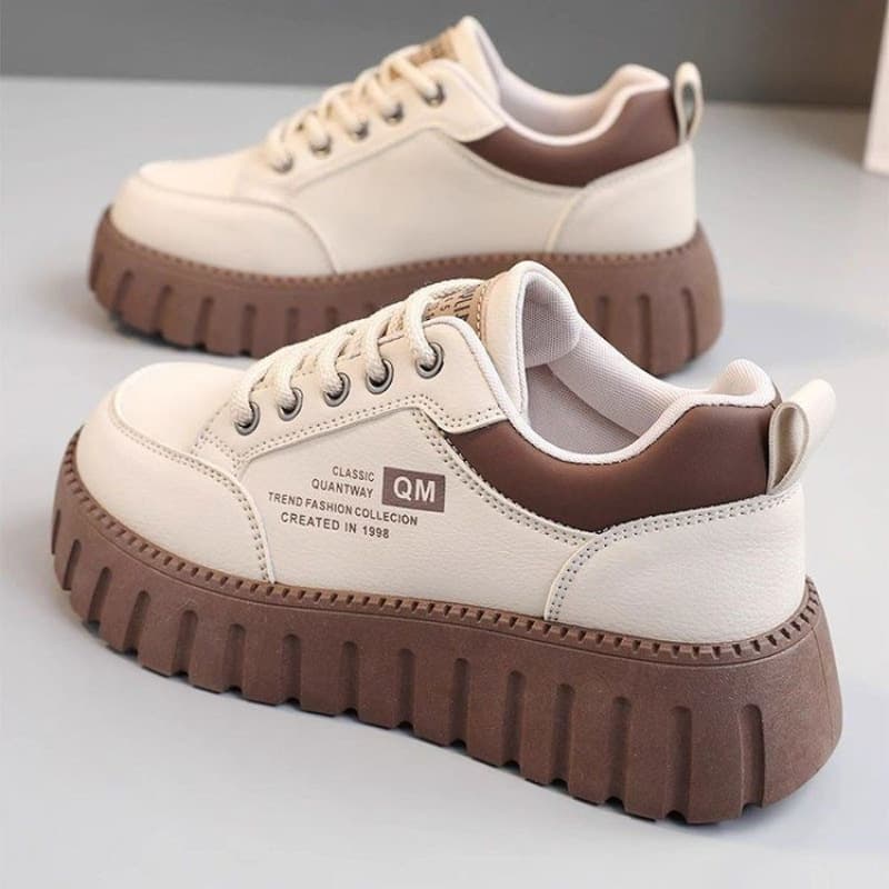 2025 Spring New Women's Breathable White Sneakers Casual Korean Thick Sole Sports Shoes Fashionable