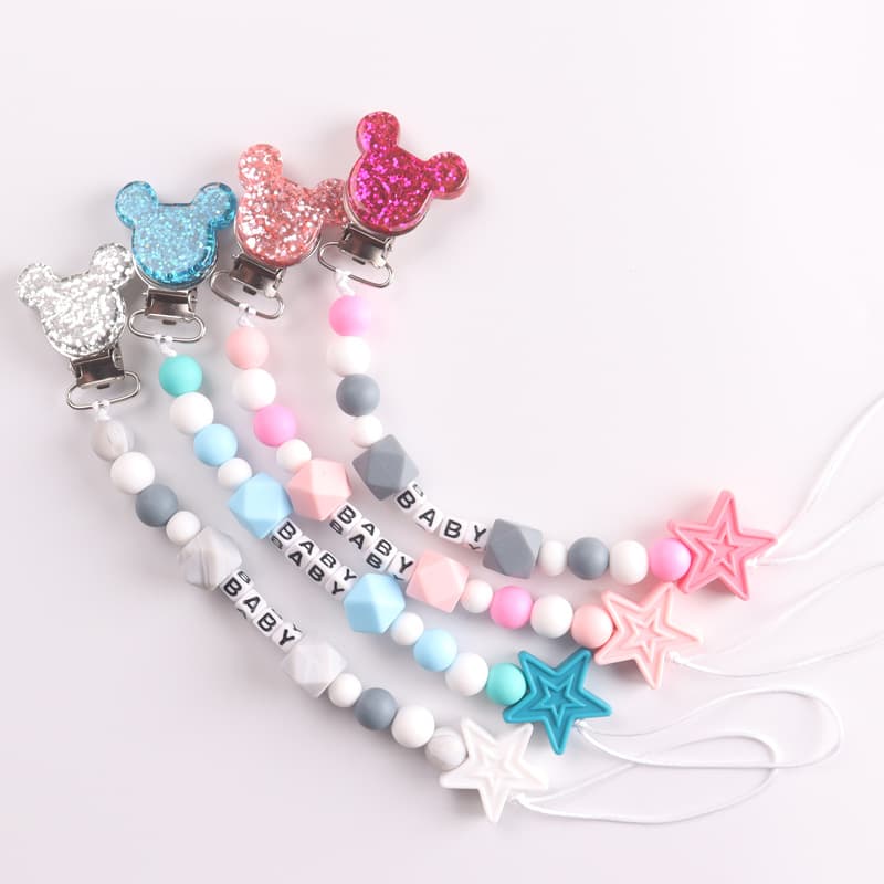 Baby Products AliExpress New Baby Pacifier Clip Cartoon Mickey Head Pacifier Anti-Drop String Anti-Drop Chain