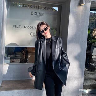 Black Leather Blazer Jacket for Women 2025 Spring Autumn New Korean Style Loose Fit High-End Design Suit