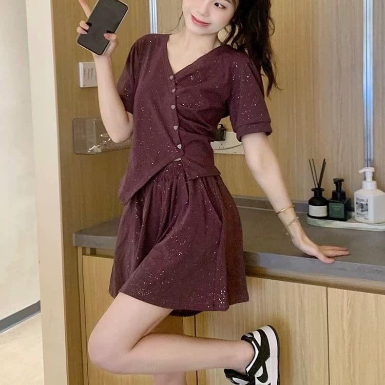 Plus Size Summer Chubby Girl One-Piece Outfit Skirt Two-Piece Set Cover Belly Slimming Stylish Age-Reducing Women's Set