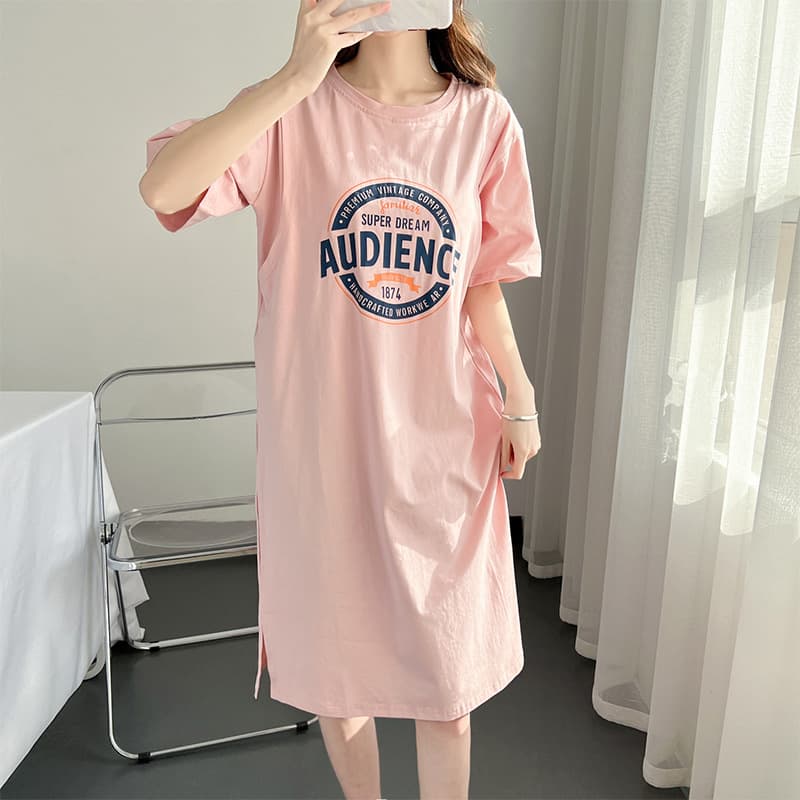 Breastfeeding Dress Pure Cotton Sleeves Summer Feeding Dress Medium-length Maternity Clothing Postpartum Outwear Mommy Sleepwear