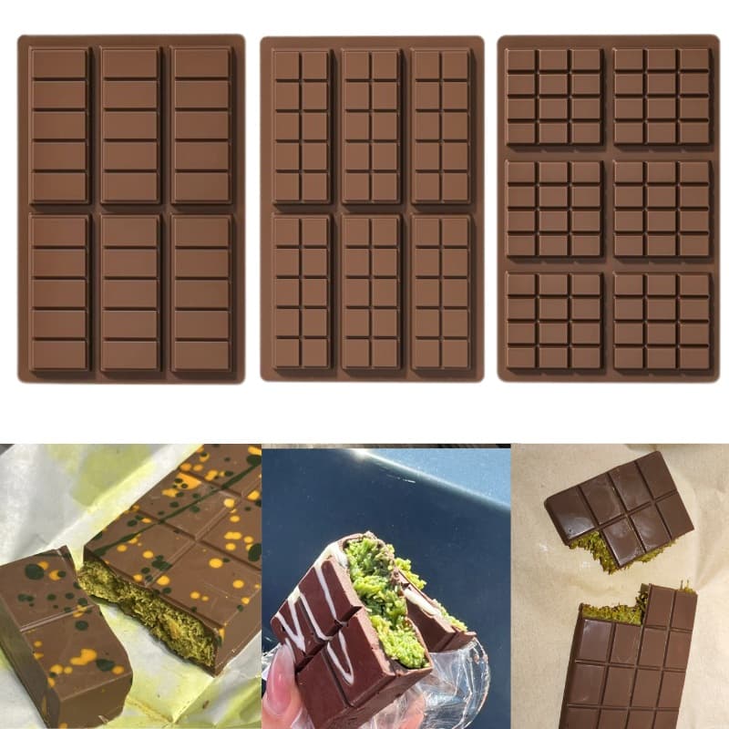 Trendy 6-Cell Rectangular Silicone Mold for DIY Dubai Chocolate, Long Strip Chocolate and Dried Fruit Mold