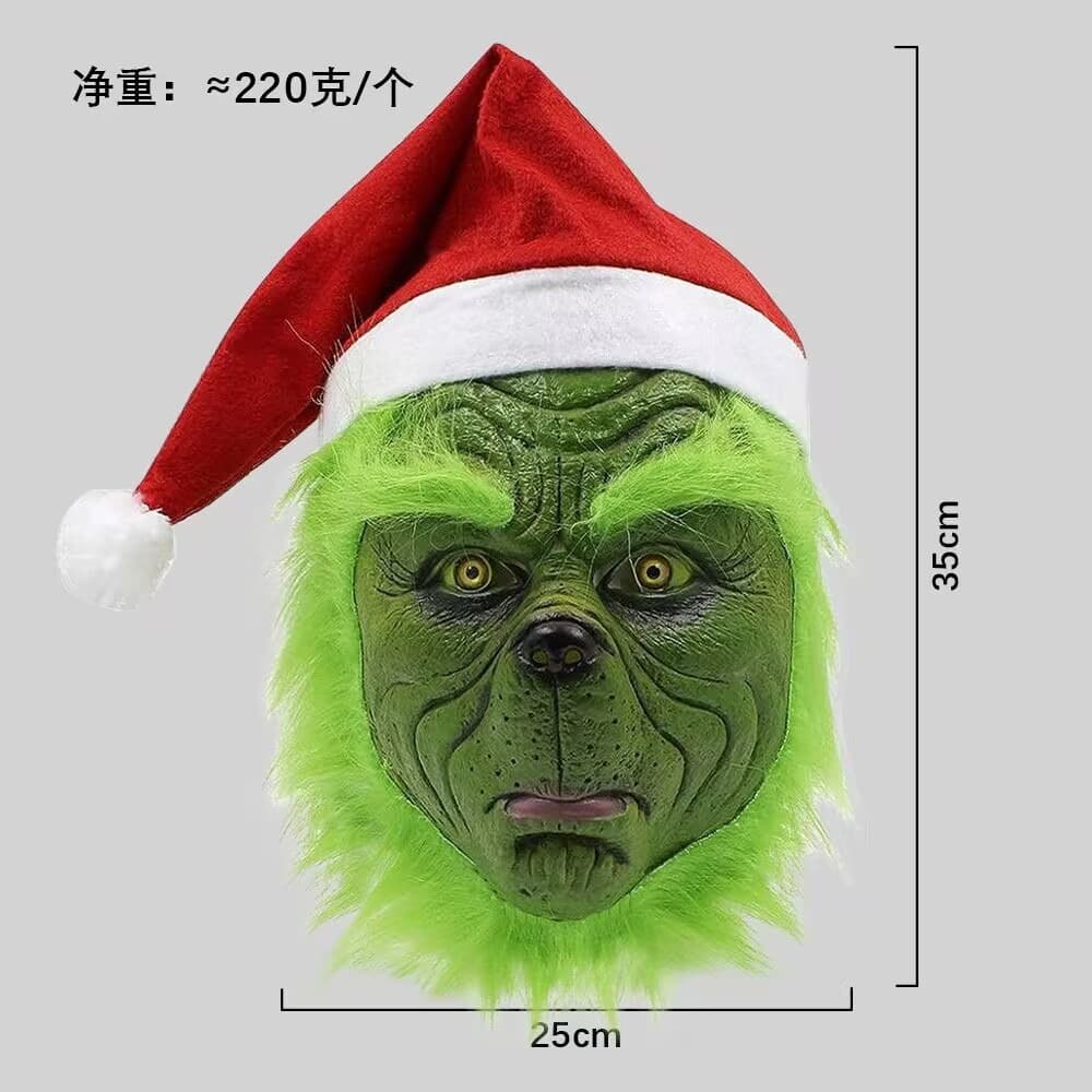 Christmas cross-border Grinch green fur monster headgear cosplay party props mask gloves Christmas set