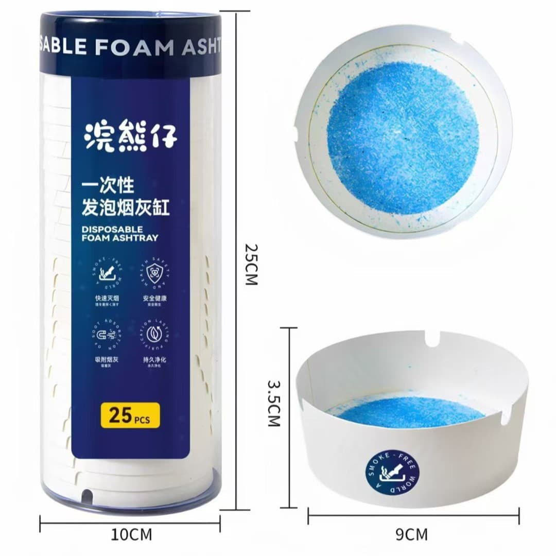 Disposable Foam Ashtray Built-in Solidified Extinguishing Layer Self-Extinguishing Fireproof No Cleaning Use and Discard