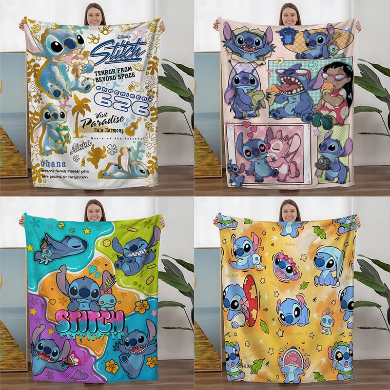 Cross-Border Bestseller Cartoon Stitch Flannel Blanket Digital Print Nap Blanket Sofa Throw Blanket