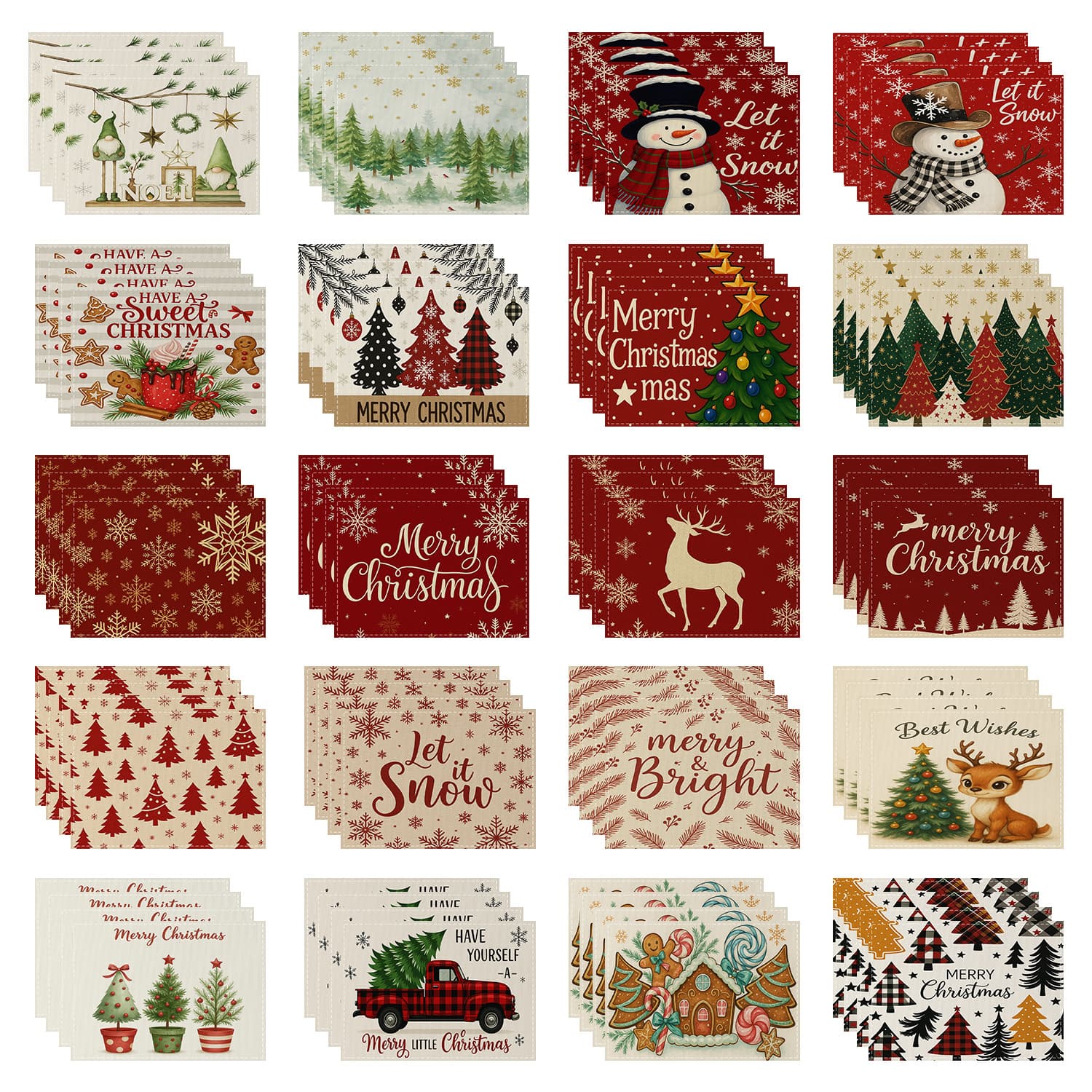 135 Christmas Linen Printed Placemats for Western Restaurant Nordic Table Christmas Snowman Table Runner